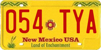 NM license plate 054TYA