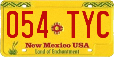 NM license plate 054TYC