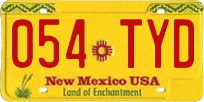 NM license plate 054TYD