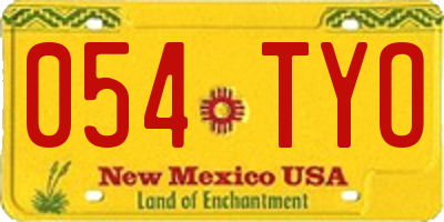 NM license plate 054TYO