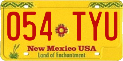 NM license plate 054TYU