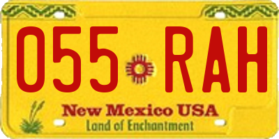 NM license plate 055RAH