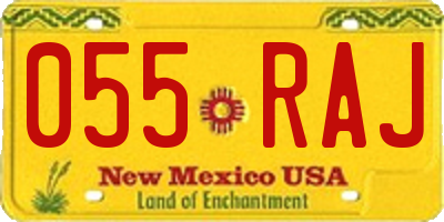 NM license plate 055RAJ