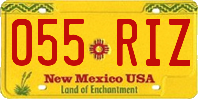 NM license plate 055RIZ