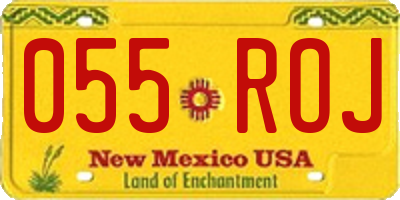 NM license plate 055ROJ