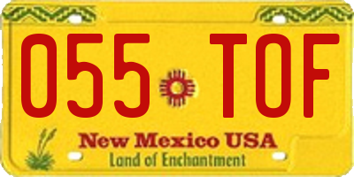 NM license plate 055TOF
