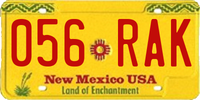 NM license plate 056RAK