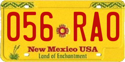 NM license plate 056RAO