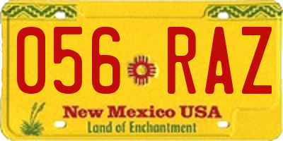 NM license plate 056RAZ