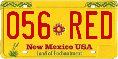 NM license plate 056RED