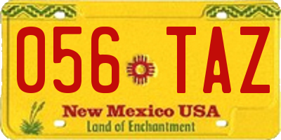 NM license plate 056TAZ