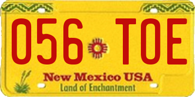 NM license plate 056TOE