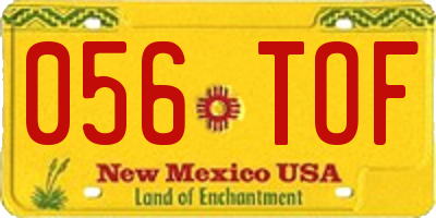 NM license plate 056TOF