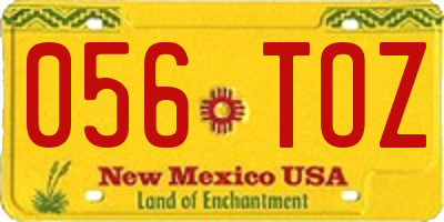 NM license plate 056TOZ