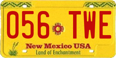 NM license plate 056TWE