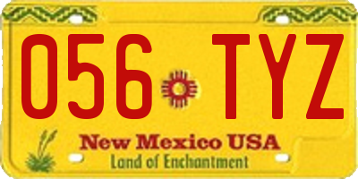 NM license plate 056TYZ