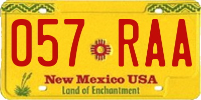 NM license plate 057RAA