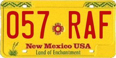 NM license plate 057RAF