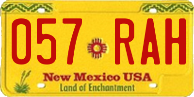 NM license plate 057RAH