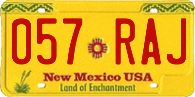 NM license plate 057RAJ