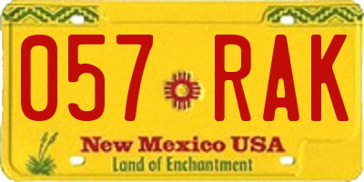 NM license plate 057RAK