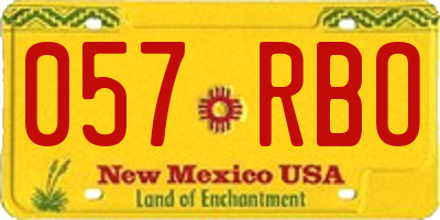NM license plate 057RBO