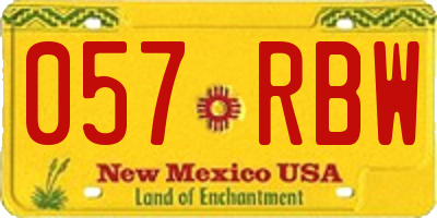 NM license plate 057RBW