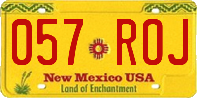 NM license plate 057ROJ