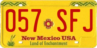 NM license plate 057SFJ