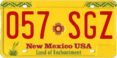 NM license plate 057SGZ