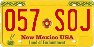 NM license plate 057SOJ