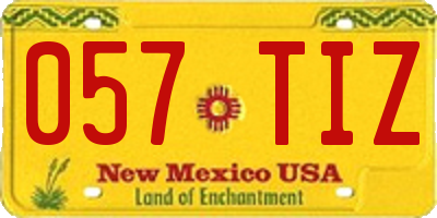 NM license plate 057TIZ