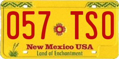 NM license plate 057TSO