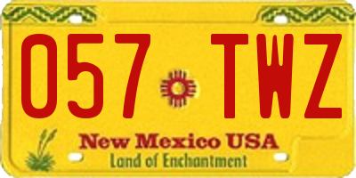 NM license plate 057TWZ