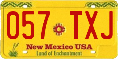NM license plate 057TXJ