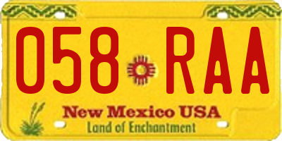 NM license plate 058RAA