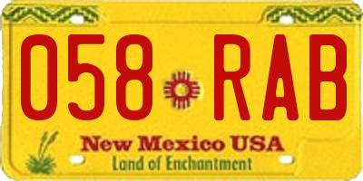 NM license plate 058RAB