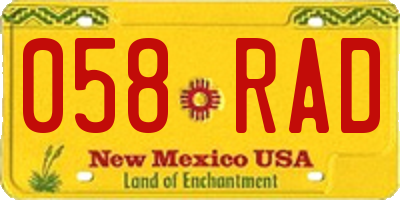 NM license plate 058RAD