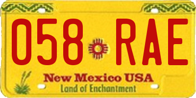 NM license plate 058RAE