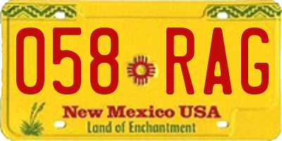 NM license plate 058RAG