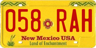 NM license plate 058RAH