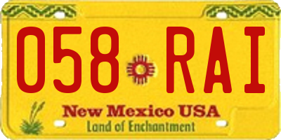 NM license plate 058RAI