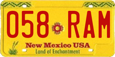 NM license plate 058RAM