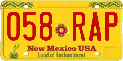 NM license plate 058RAP