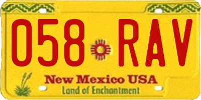 NM license plate 058RAV