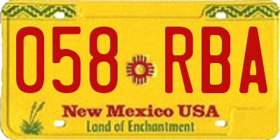 NM license plate 058RBA
