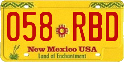 NM license plate 058RBD