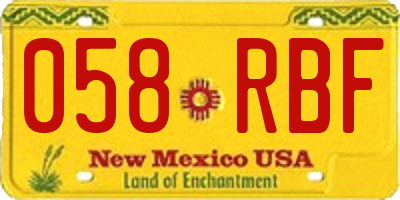 NM license plate 058RBF