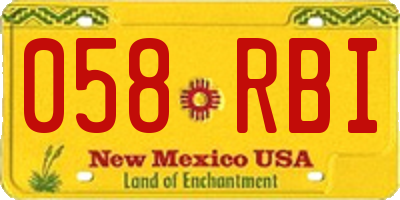 NM license plate 058RBI