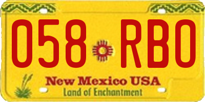 NM license plate 058RBO